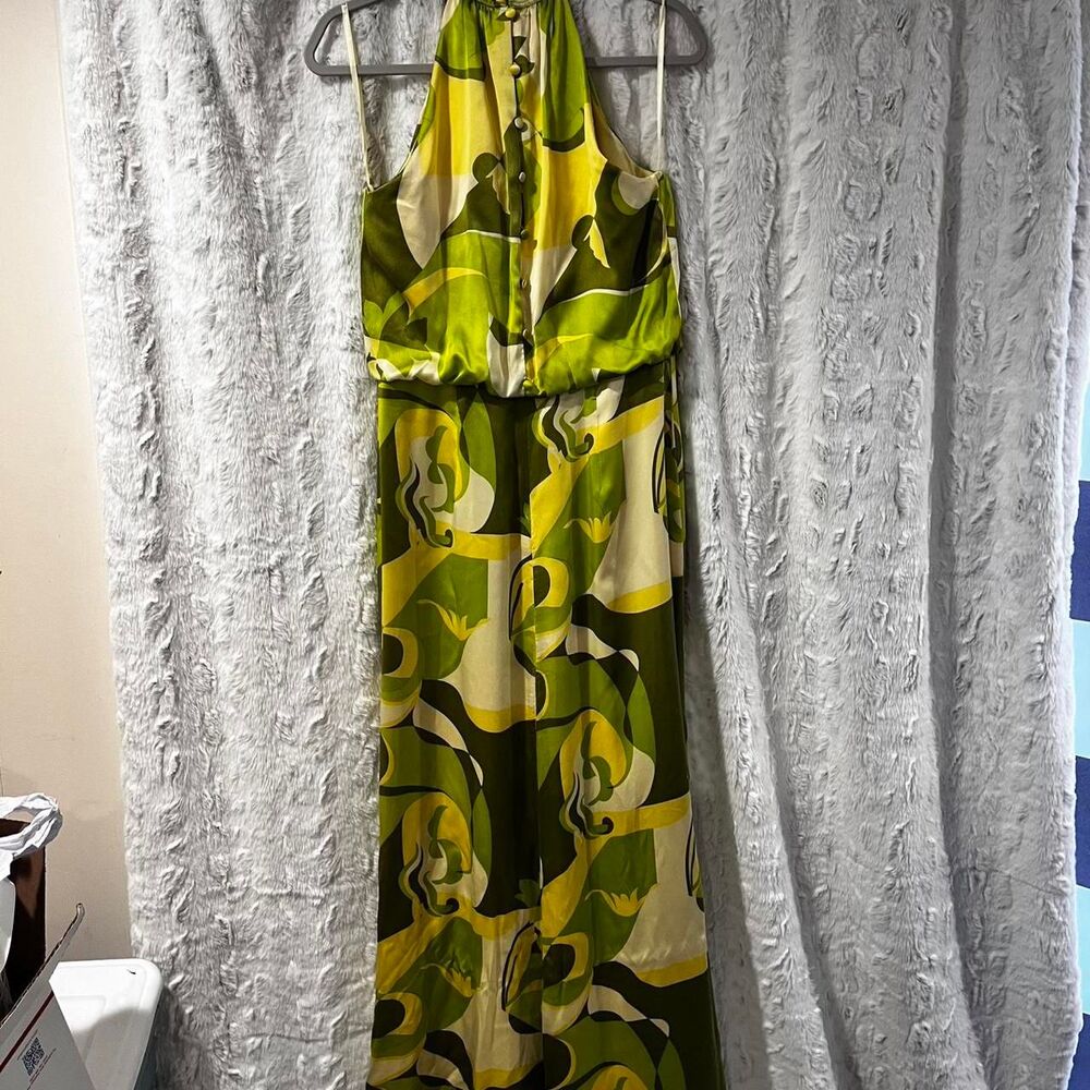 GREEN AND YELLOW SHADE FLORAL Long Maxi dress (M/L) (10/12) - Picture 4 of 8